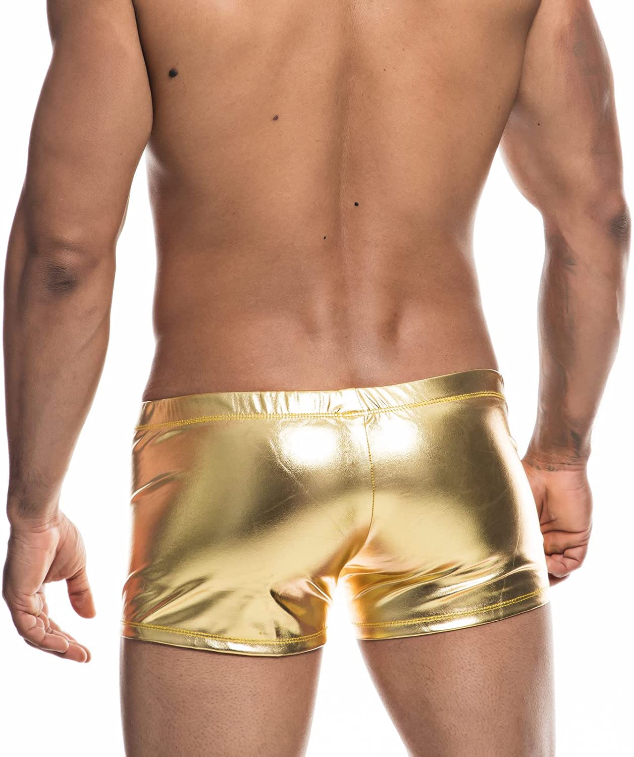 ORVLS Faux Leather Metallic Swim Trunks | dmunderwear detail image 10