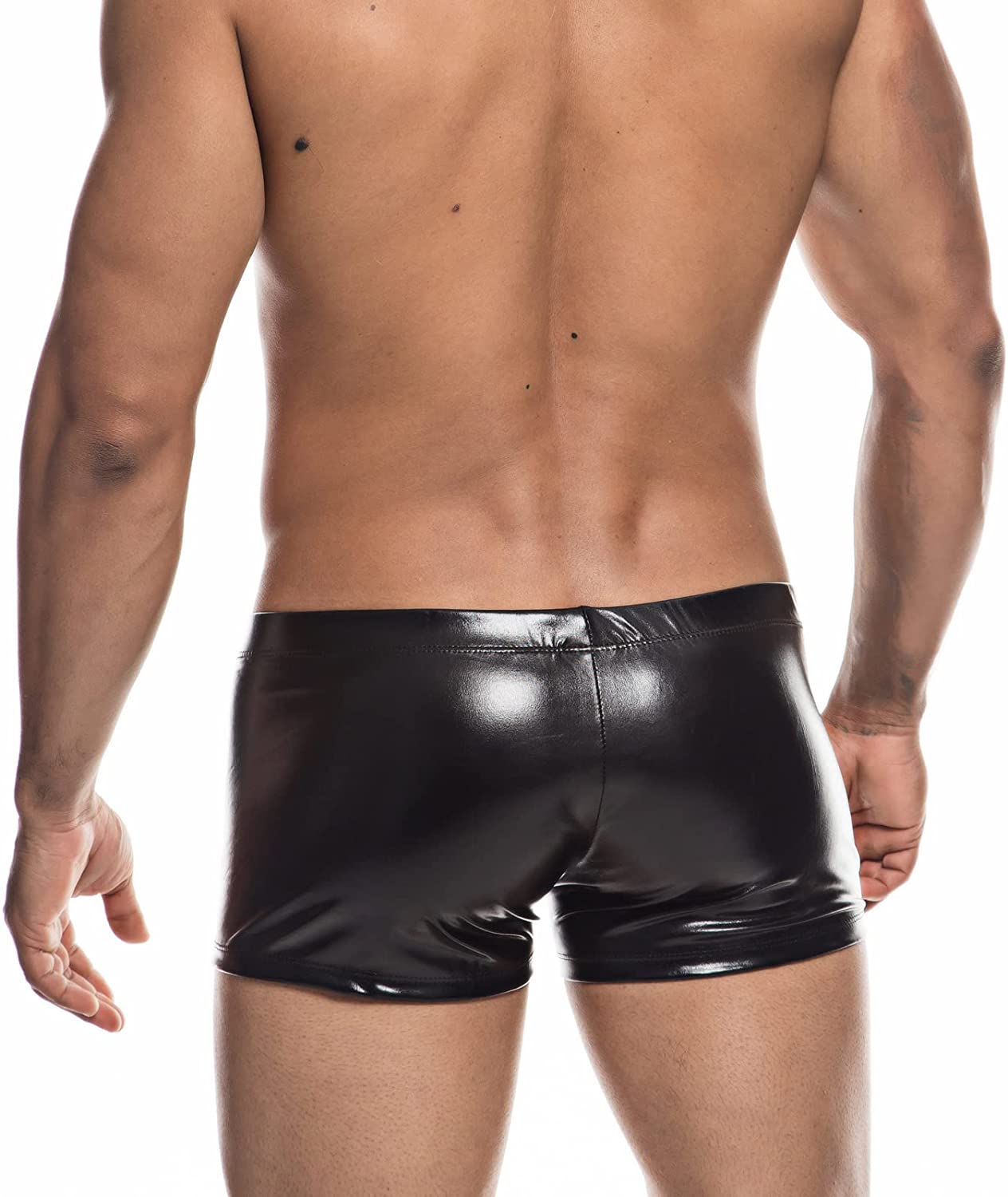 ORVLS Faux Leather Metallic Swim Trunks | dmunderwear detail image 14