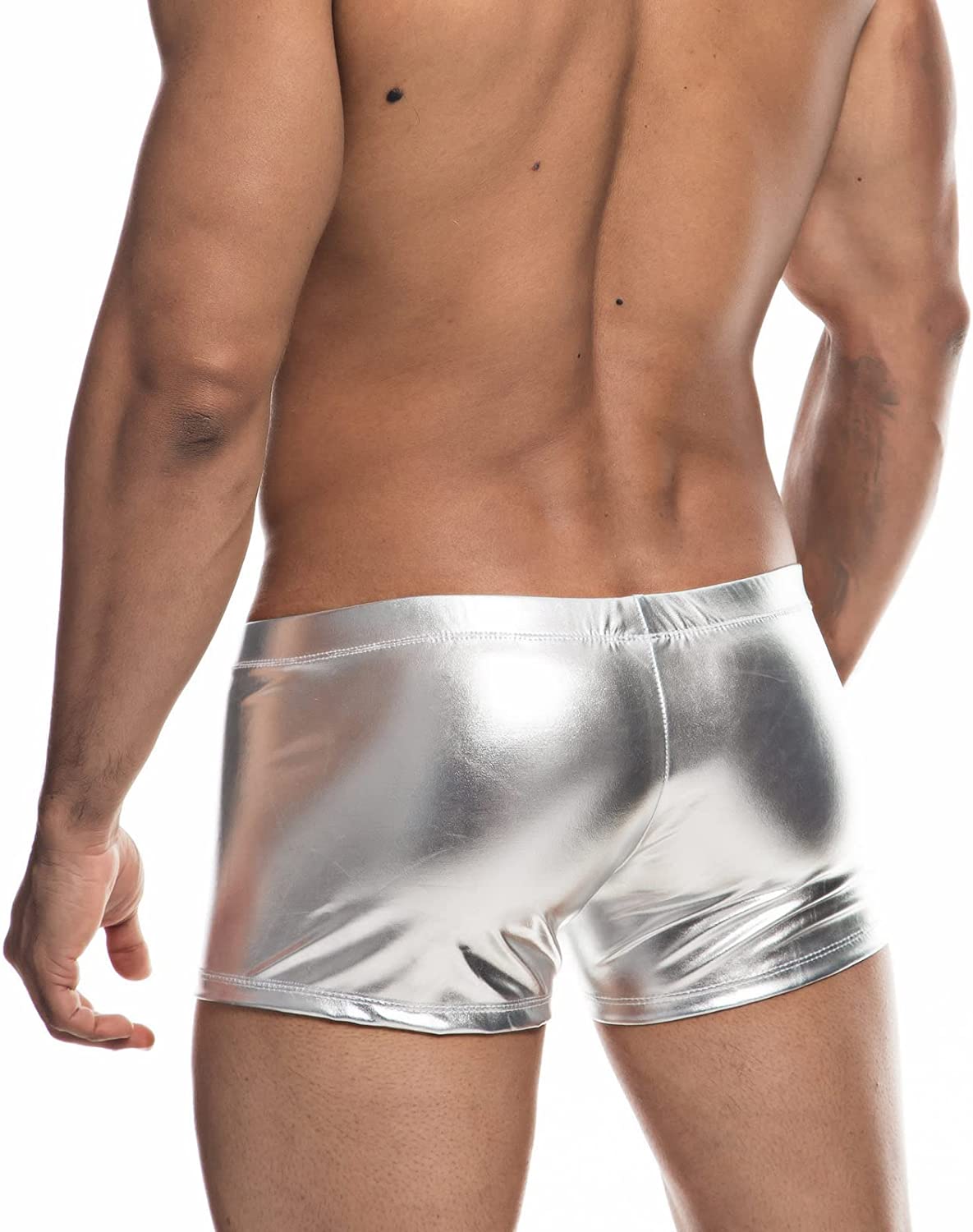 ORVLS Faux Leather Metallic Swim Trunks | dmunderwear detail image 4