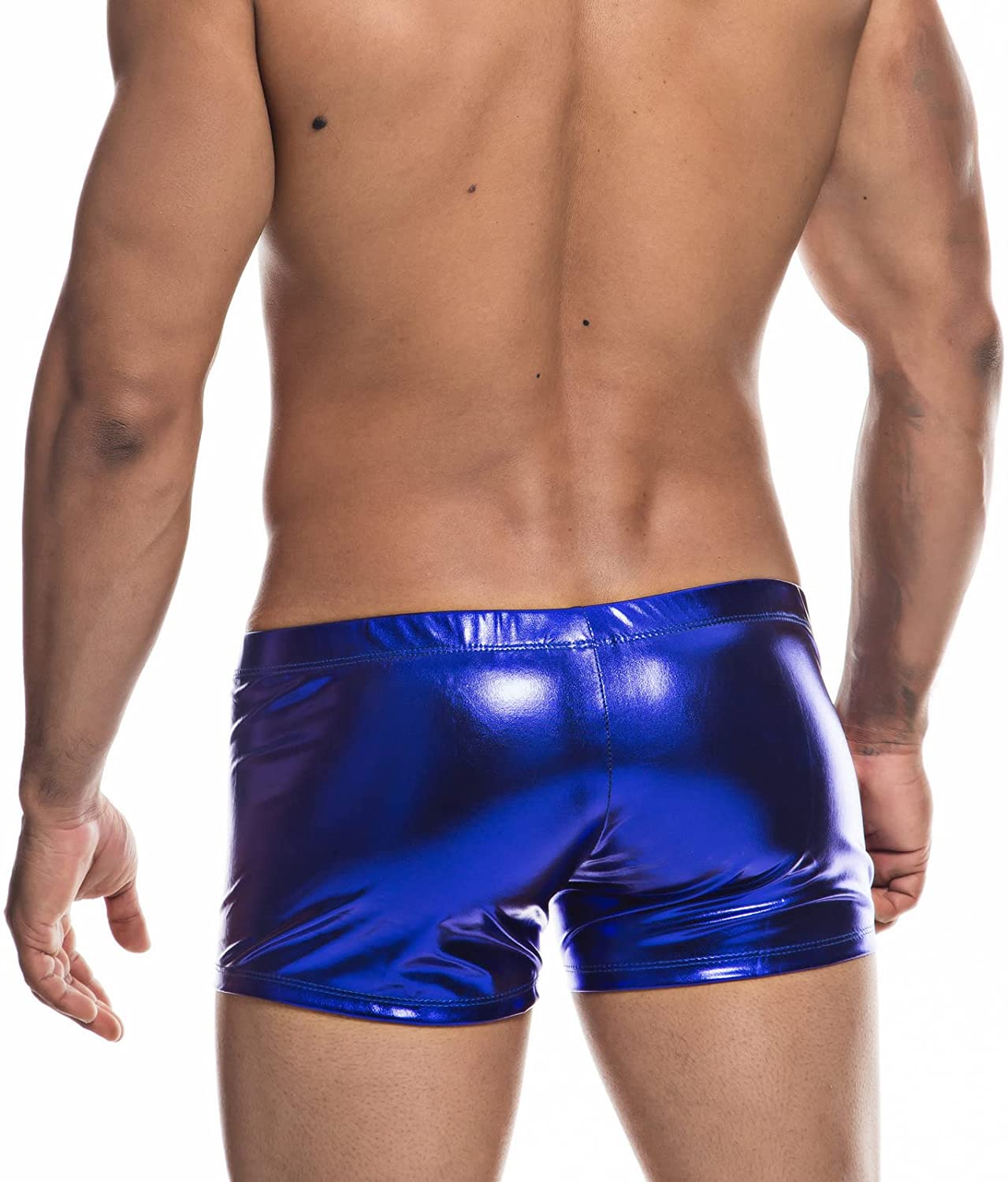 ORVLS Faux Leather Metallic Swim Trunks | dmunderwear detail image 7
