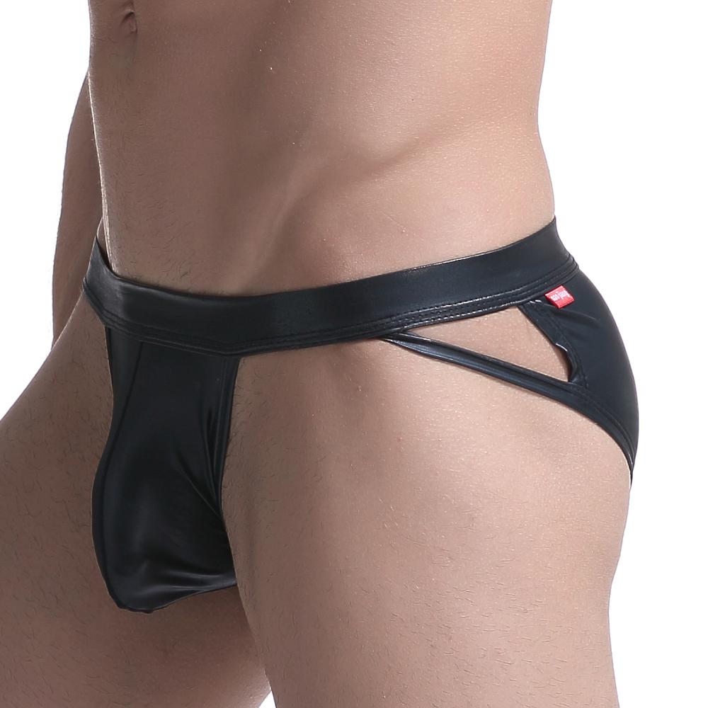Faux Leather Side Show Briefs | dmunderwear