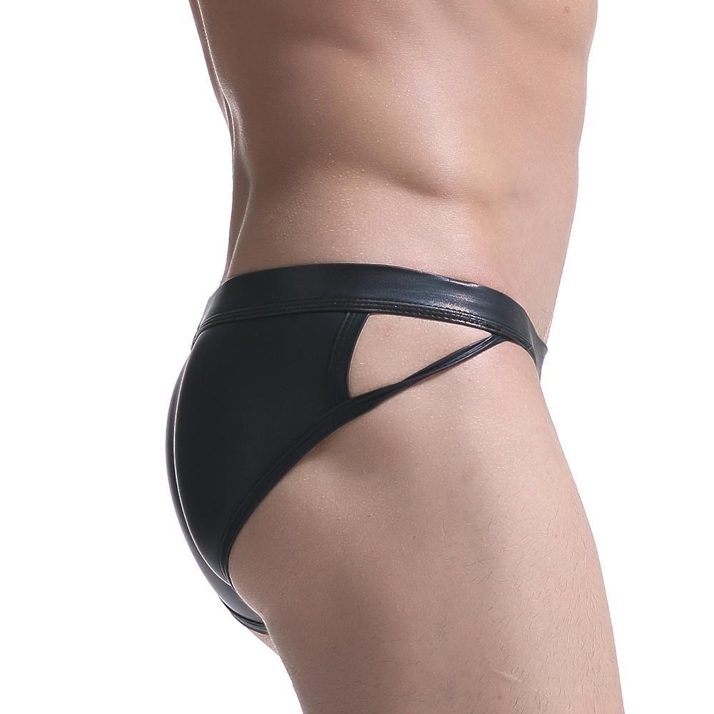 Faux Leather Side Show Briefs | dmunderwear detail image 3