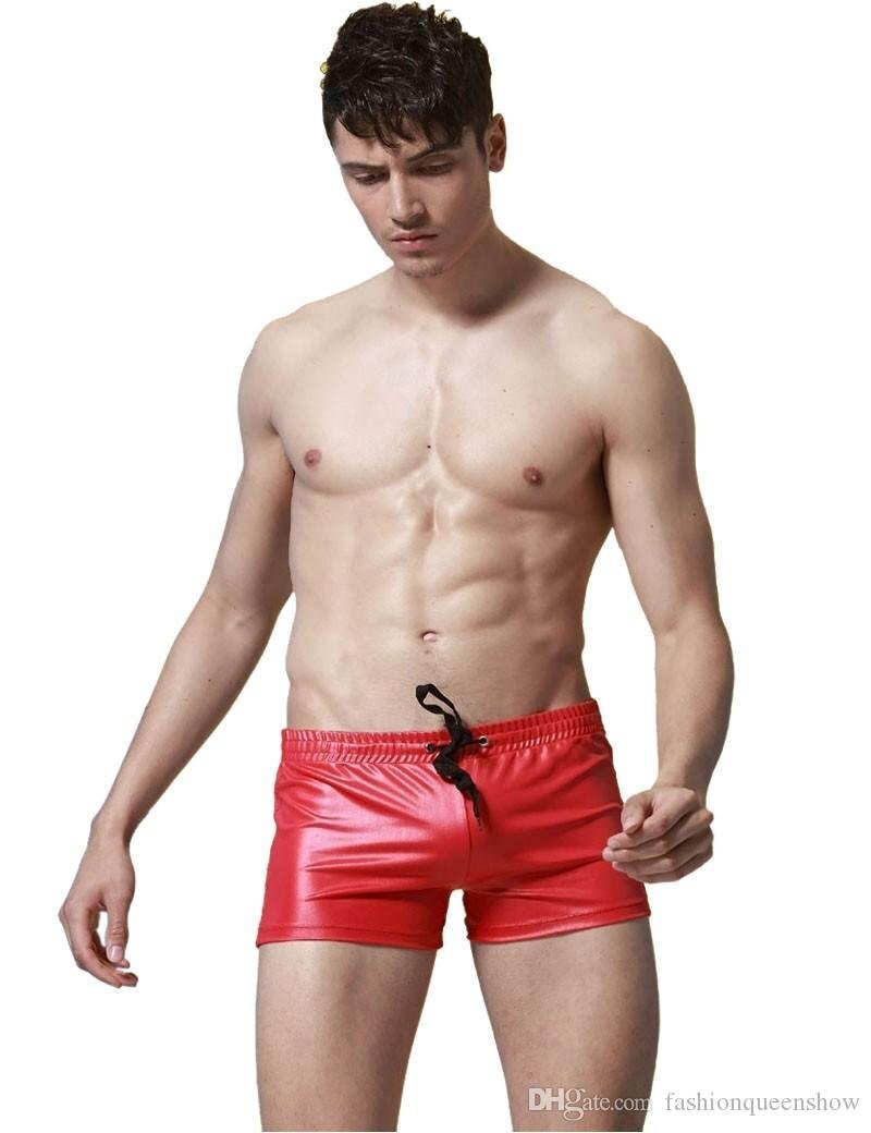 ORVLS Faux Leather Swim Trunks | dmunderwear detail image 2