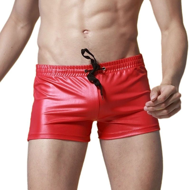 ORVLS Faux Leather Swim Trunks | dmunderwear detail image 4