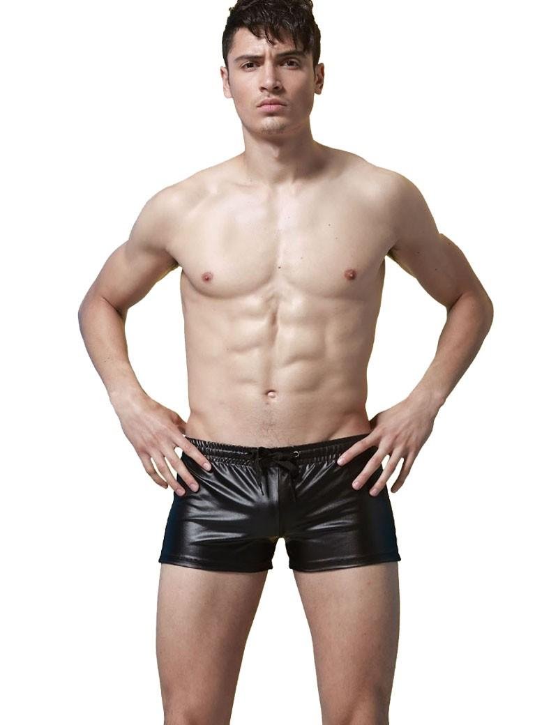 ORVLS Faux Leather Swim Trunks | dmunderwear detail image 5