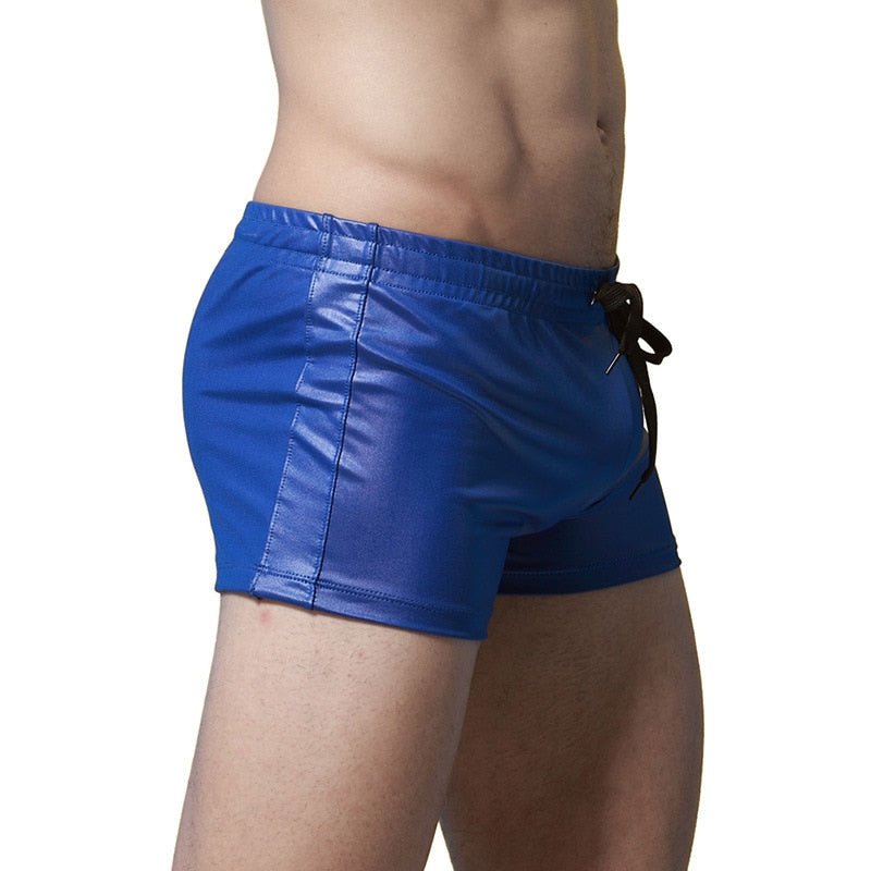 ORVLS Faux Leather Swim Trunks | dmunderwear detail image 9