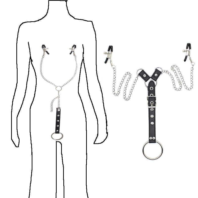 Gay Nipple Clamps With Chain And Cock Ring | dmunderwear