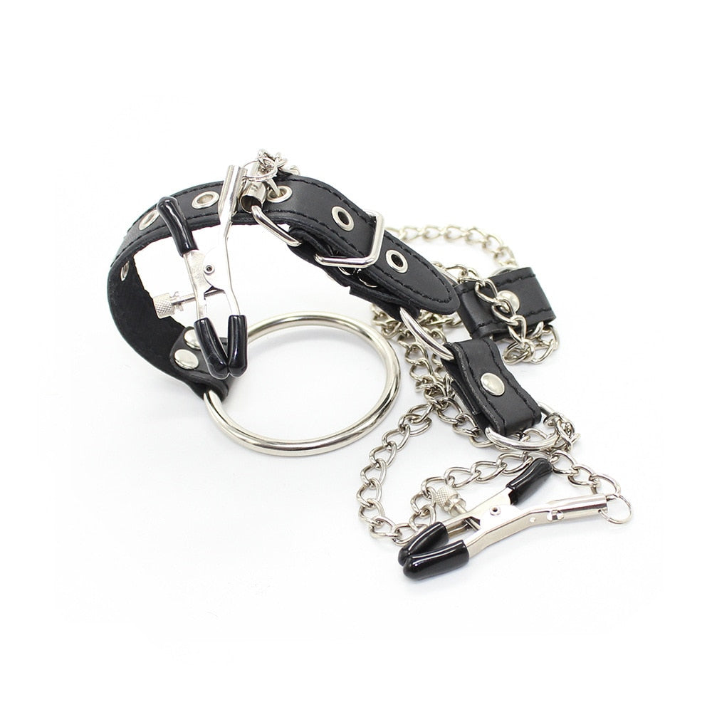 Gay Nipple Clamps With Chain And Cock Ring | dmunderwear detail image 9