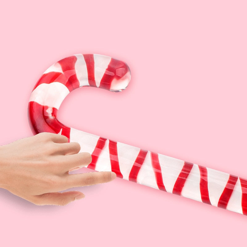 Glass Red Candy Cane Dildo | dmunderwear