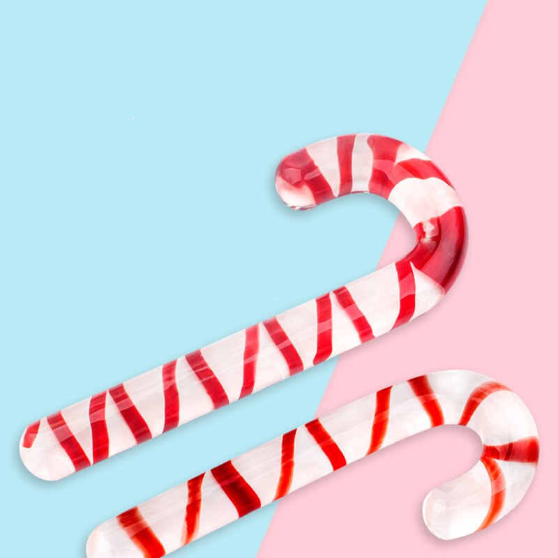 Glass Red Candy Cane Dildo | dmunderwear detail image 3