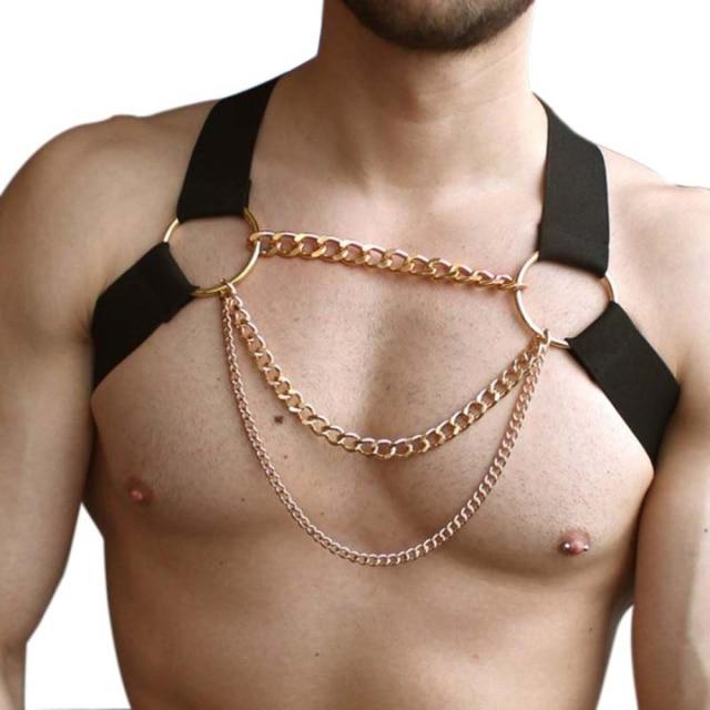 Gold Chain Chest Harness | dmunderwear detail image 5