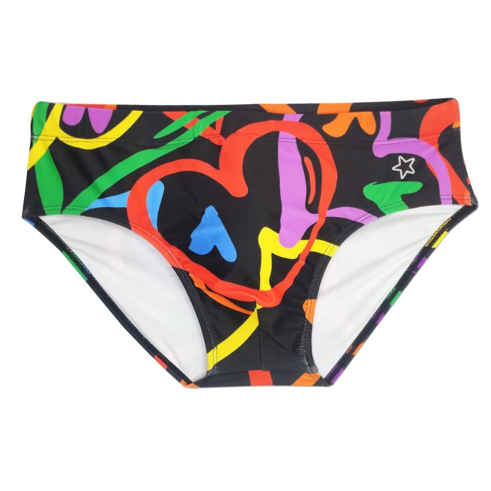 ORVLS Graffiti Hearts Swim Briefs | dmunderwear detail image 4