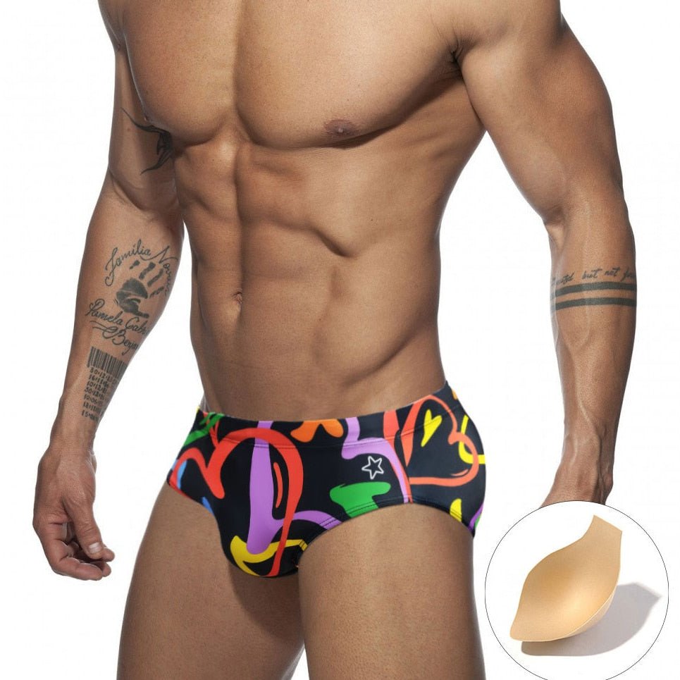 ORVLS Graffiti Hearts Swim Briefs | dmunderwear detail image 6