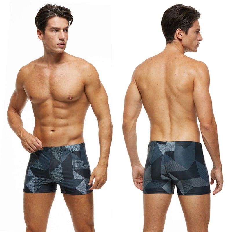 ORVLS Grey Geometric Swim Trunks | dmunderwear detail image 3