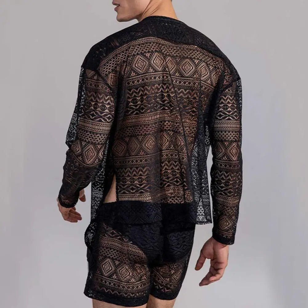 Harmony Button Up Shirt + Shorts | dmunderwear detail image 6