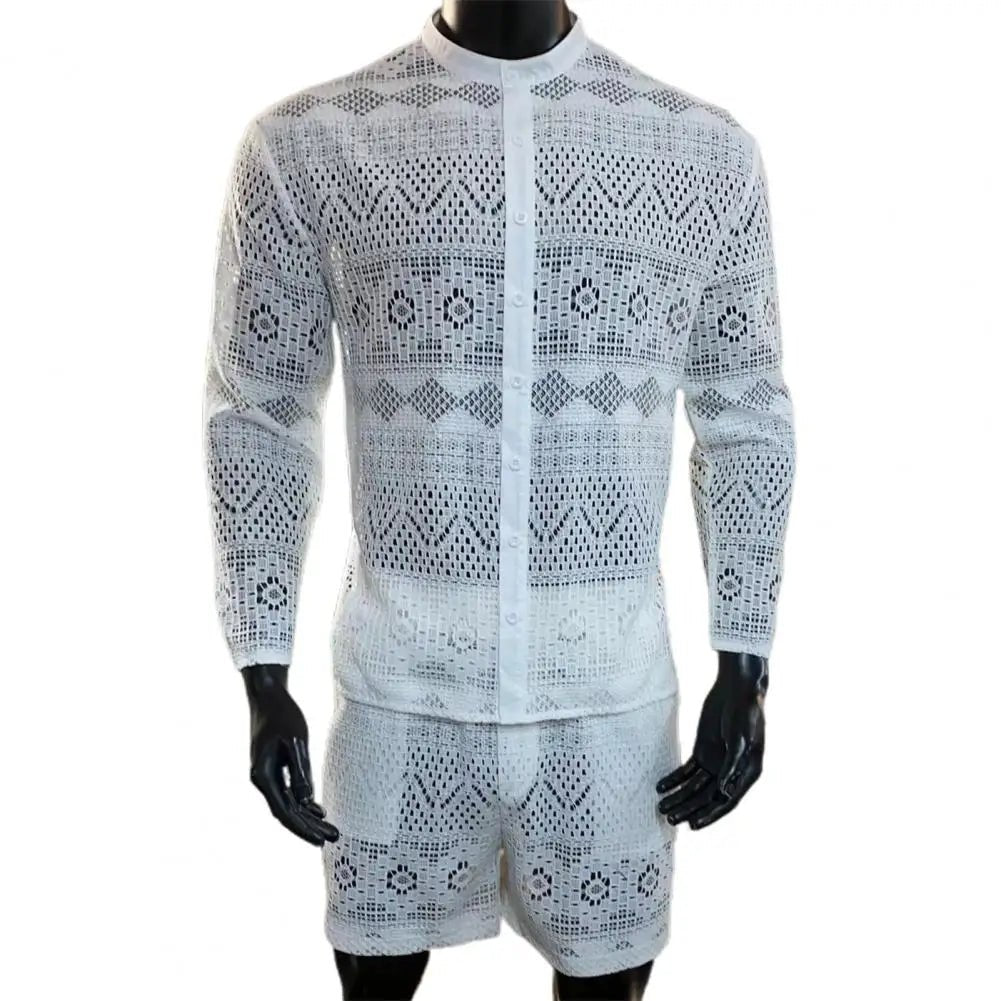 Harmony Button Up Shirt + Shorts | dmunderwear detail image 4