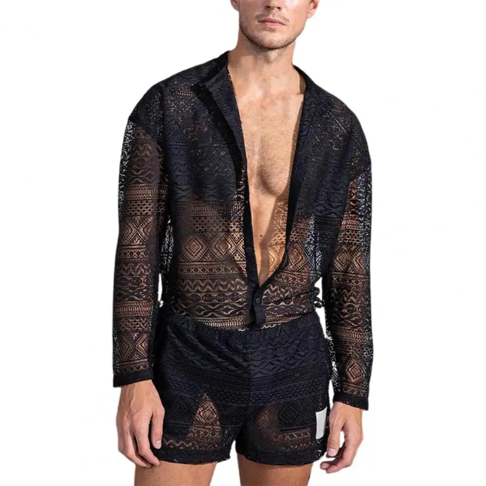 Harmony Button Up Shirt + Shorts | dmunderwear detail image 5