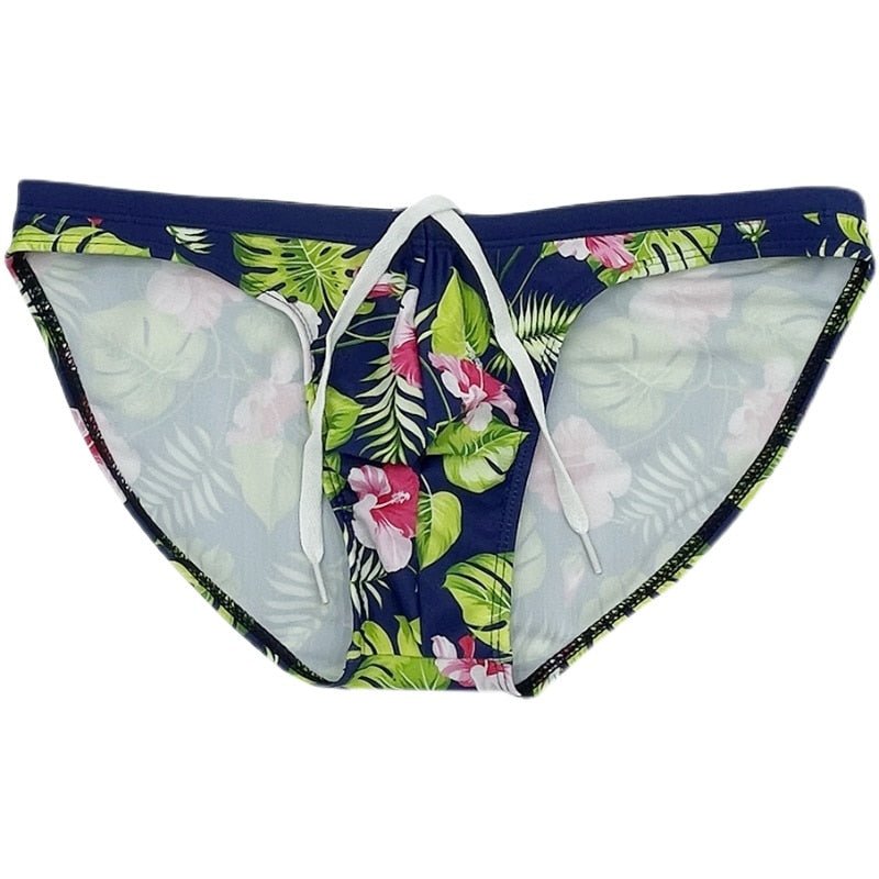 Hawaiian Floral Skinny Swim Briefs | dmunderwear detail image 5