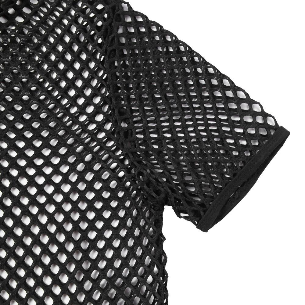 Hollow out hoodie short sleeve see through solid top | dmunderwear detail image 7