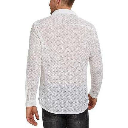 Hollow out turnover collar button long sleeve solid shirt top | dmunderwear detail image 4