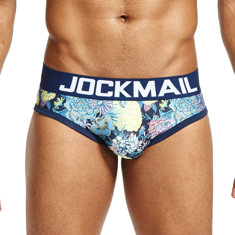 Jockmail Blue Floral Briefs | dmunderwear detail image 3