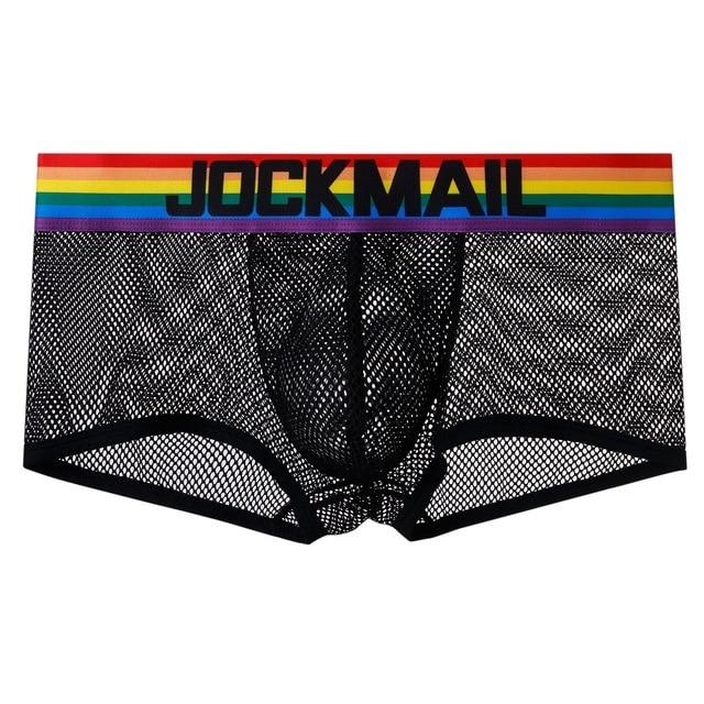 ORVLS Jockmail Rainbow Band Mesh Boxer Briefs | dmunderwear