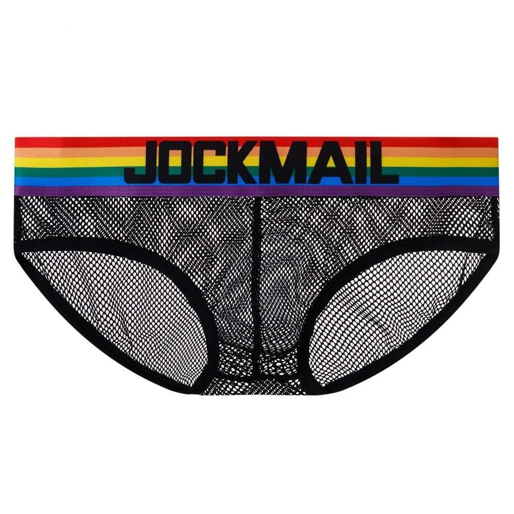 ORVLS Jockmail Rainbow Band Mesh Briefs | dmunderwear detail image 2