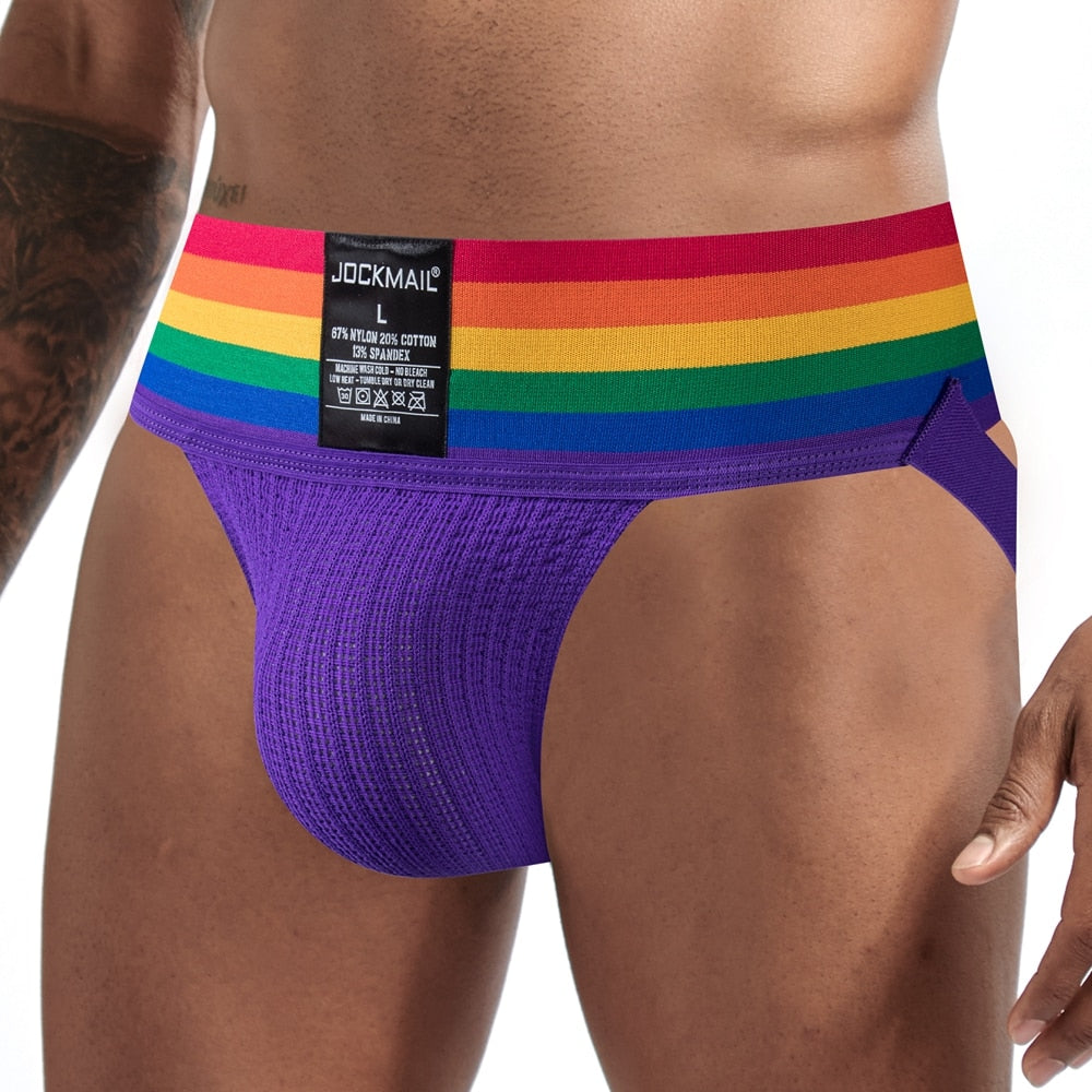 Jockmail Rainbow Pride Jockstrap | dmunderwear detail image 10