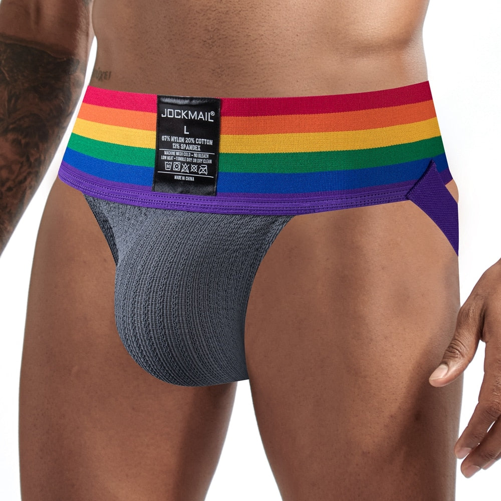 Jockmail Rainbow Pride Jockstrap | dmunderwear detail image 3