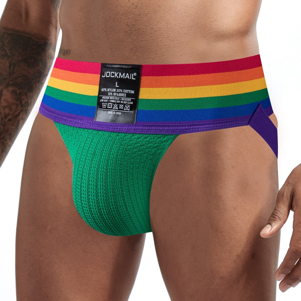 Jockmail Rainbow Pride Jockstrap | dmunderwear detail image 5