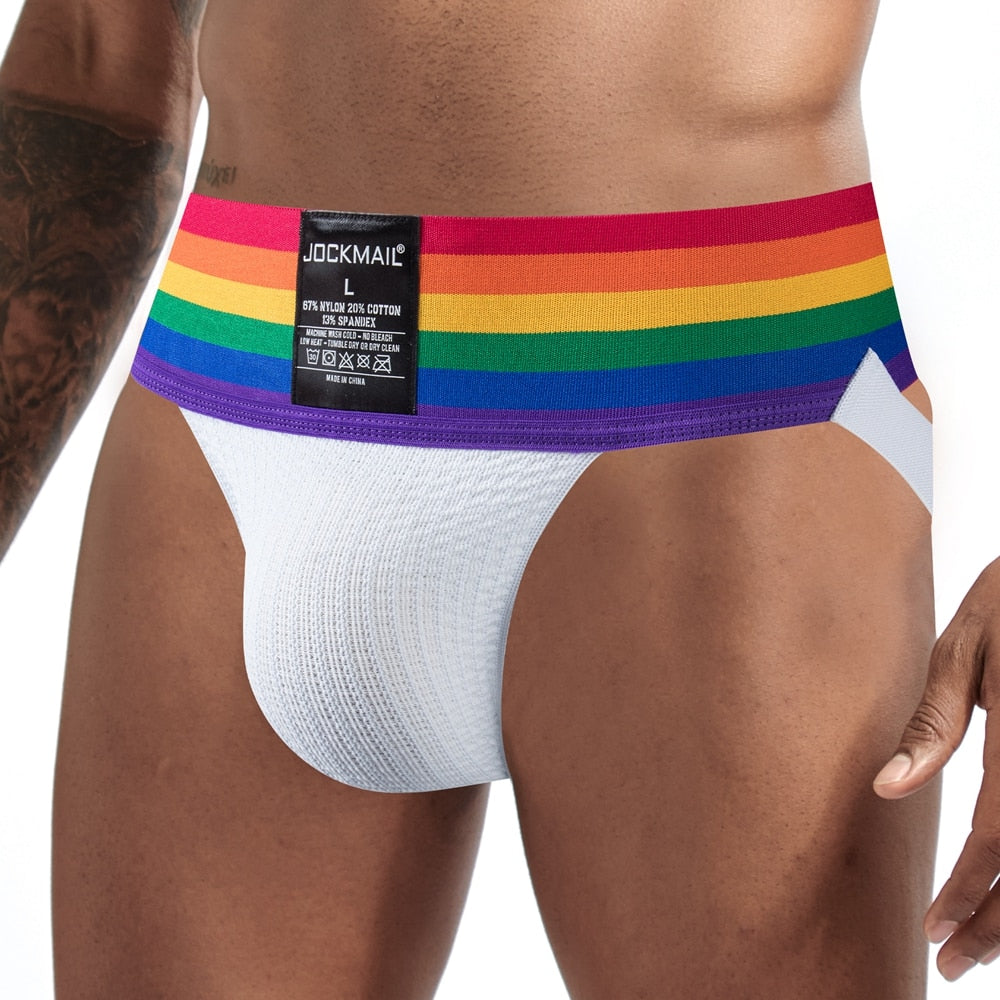 Jockmail Rainbow Pride Jockstrap | dmunderwear detail image 6