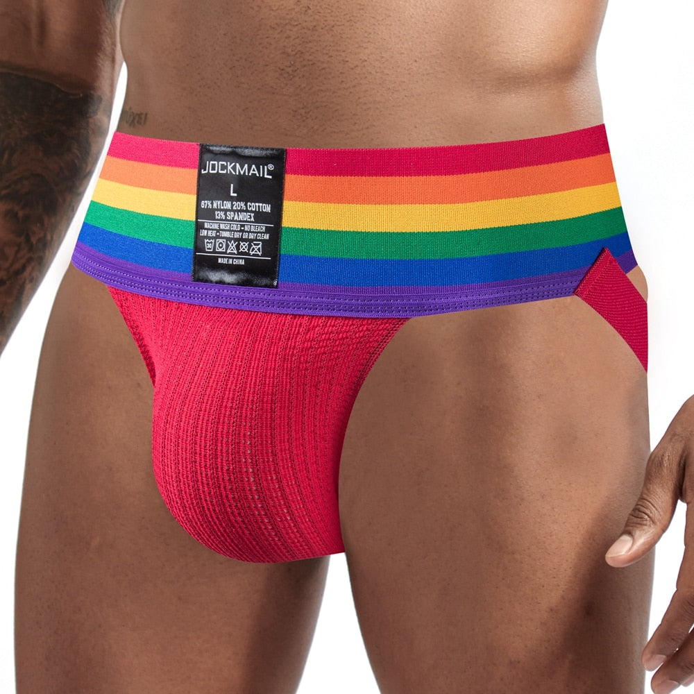 Jockmail Rainbow Pride Jockstrap | dmunderwear detail image 7