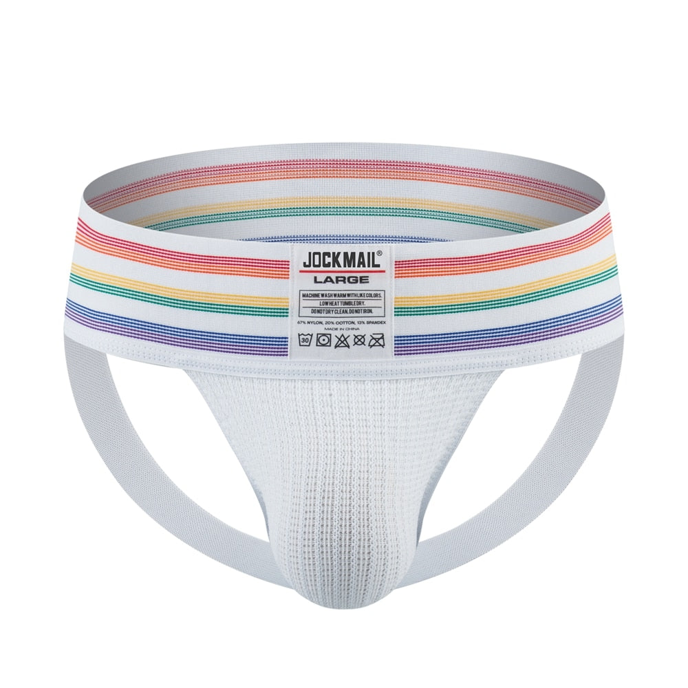 JOCKMAIL Rainbow Wide Waistband Athletic Jockstrap | dmunderwear