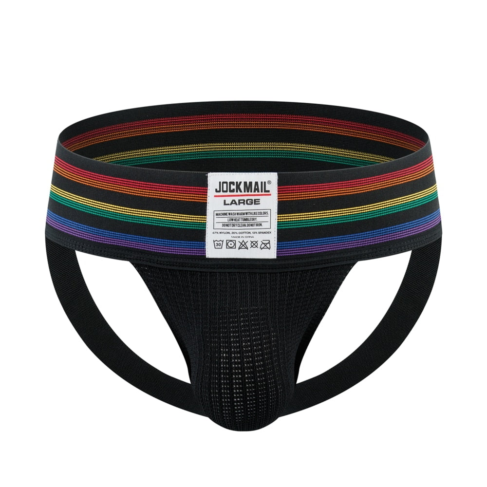 JOCKMAIL Rainbow Wide Waistband Athletic Jockstrap | dmunderwear detail image 3