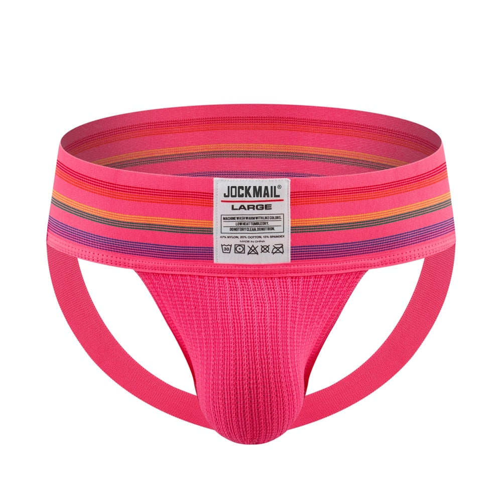JOCKMAIL Rainbow Wide Waistband Athletic Jockstrap | dmunderwear detail image 4