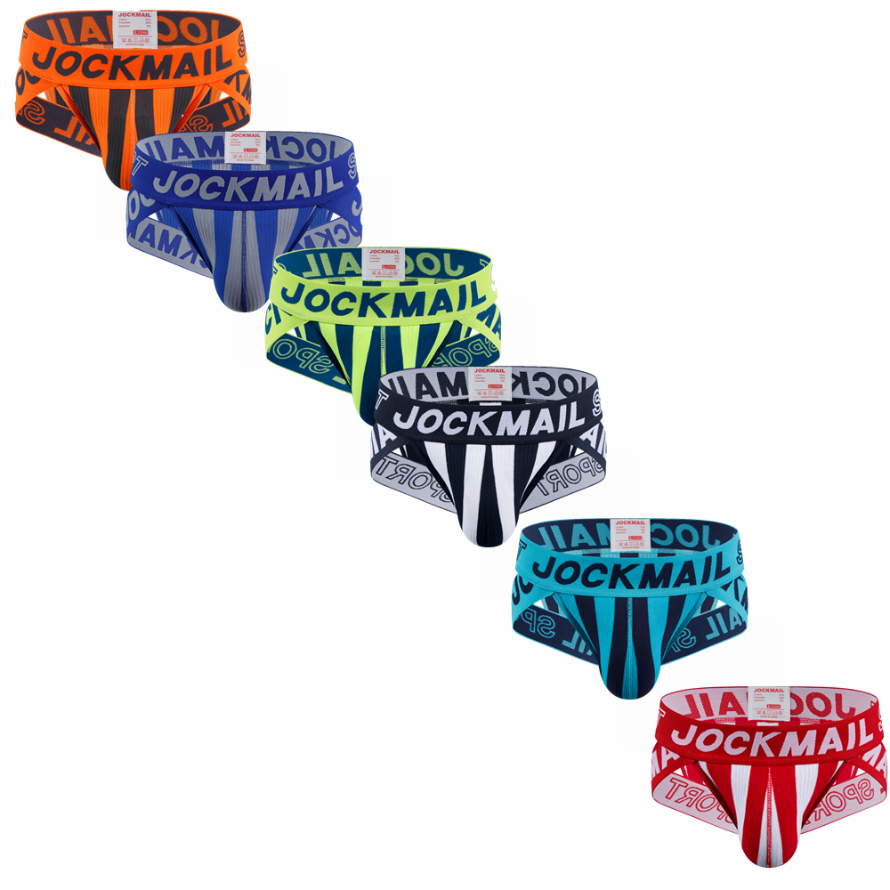 JOCKMAIL Striped & Strapped Briefs (6 Pack) | dmunderwear detail image 2