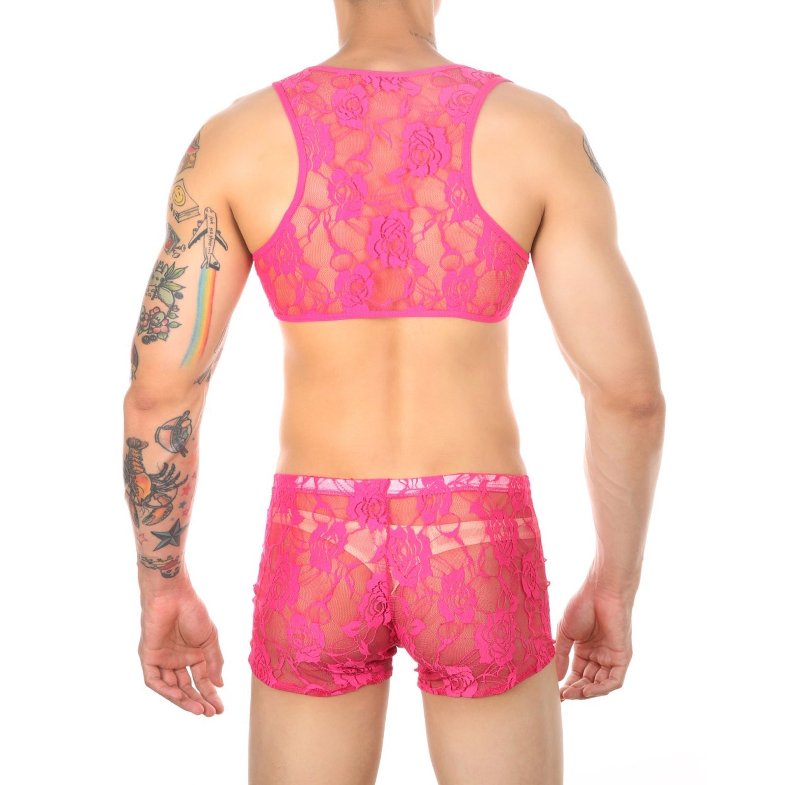 Lace Crop Top + Boxers Set | dmunderwear detail image 3
