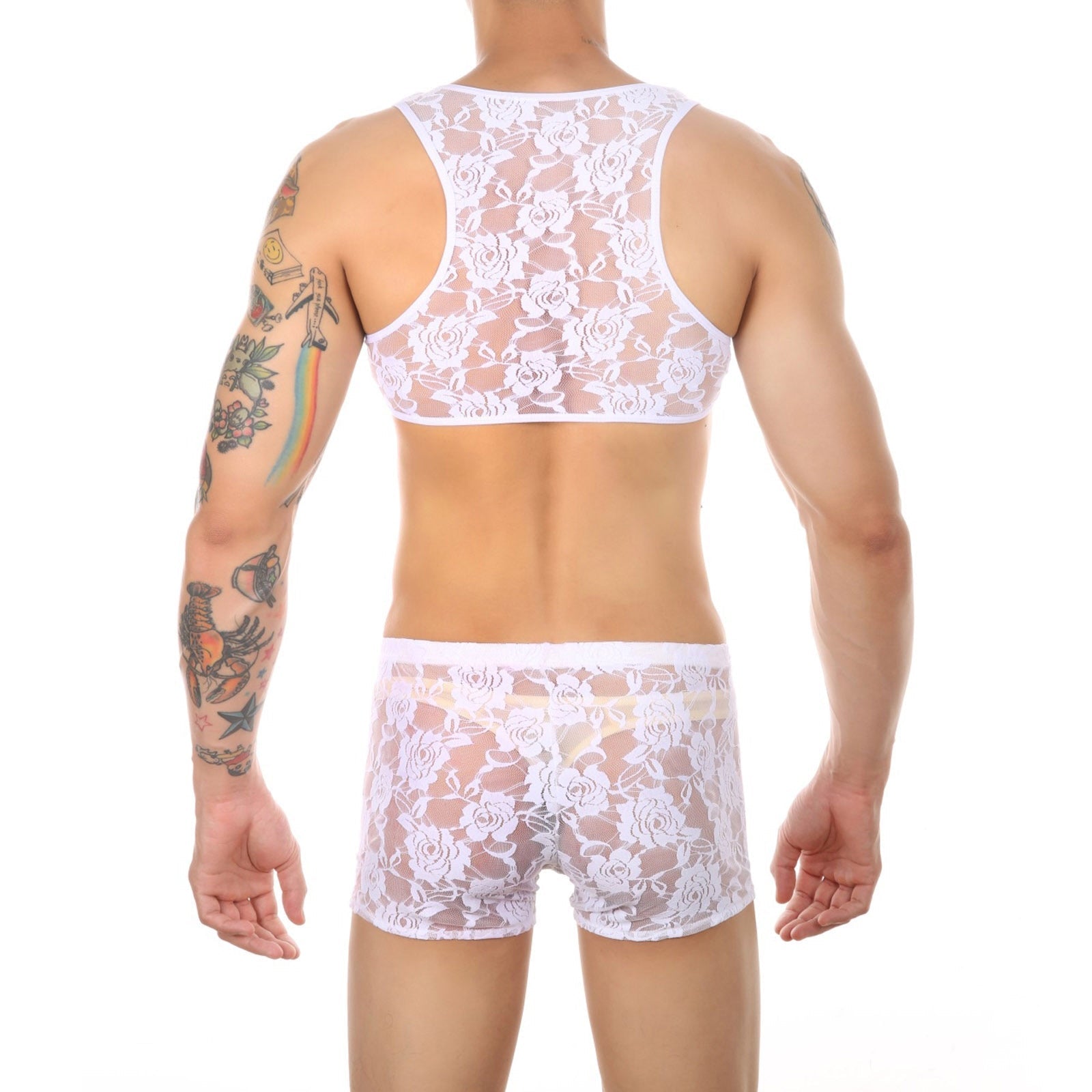 Lace Crop Top + Boxers Set | dmunderwear detail image 7