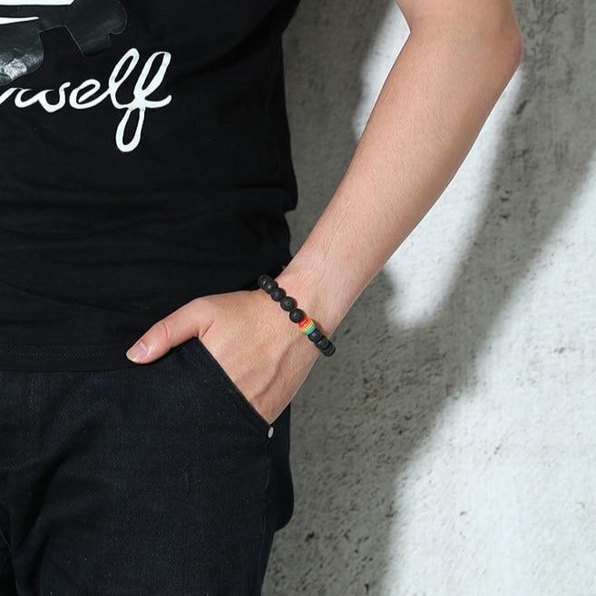 Lava Stone Rainbow Bracelet | dmunderwear detail image 3