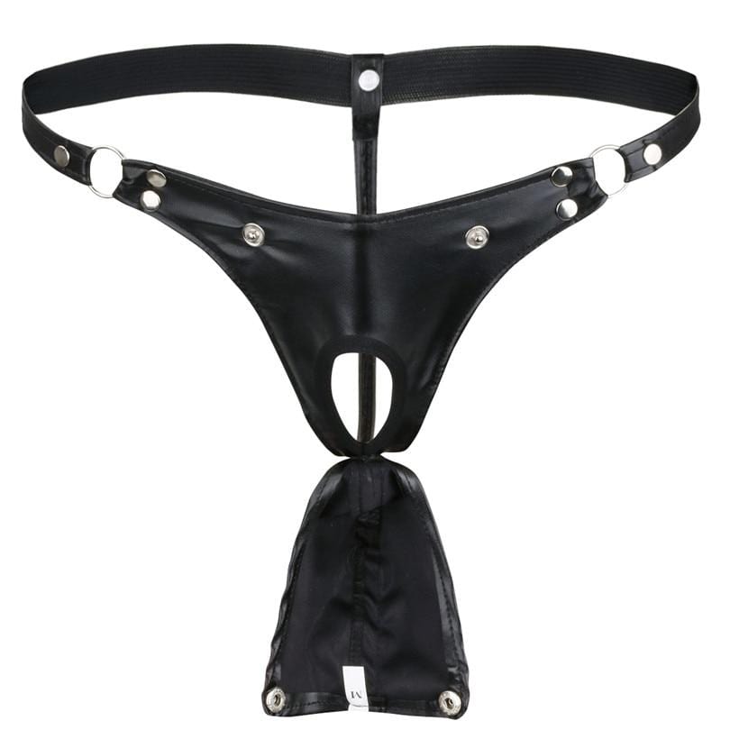 Leather Pop Thong | dmunderwear detail image 2