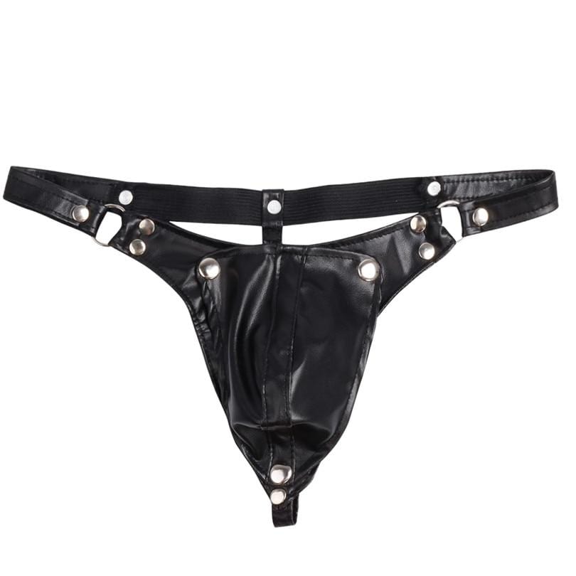 Leather Pop Thong | dmunderwear detail image 3