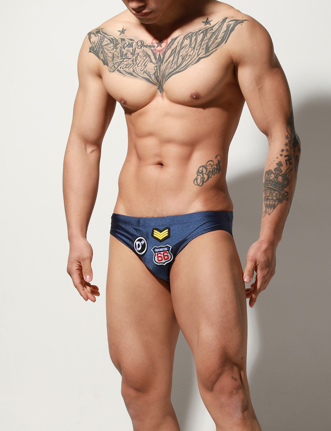 Low Rise Sexy Shiny Badge Bikini Swim S3038 | dmunderwear detail image 4