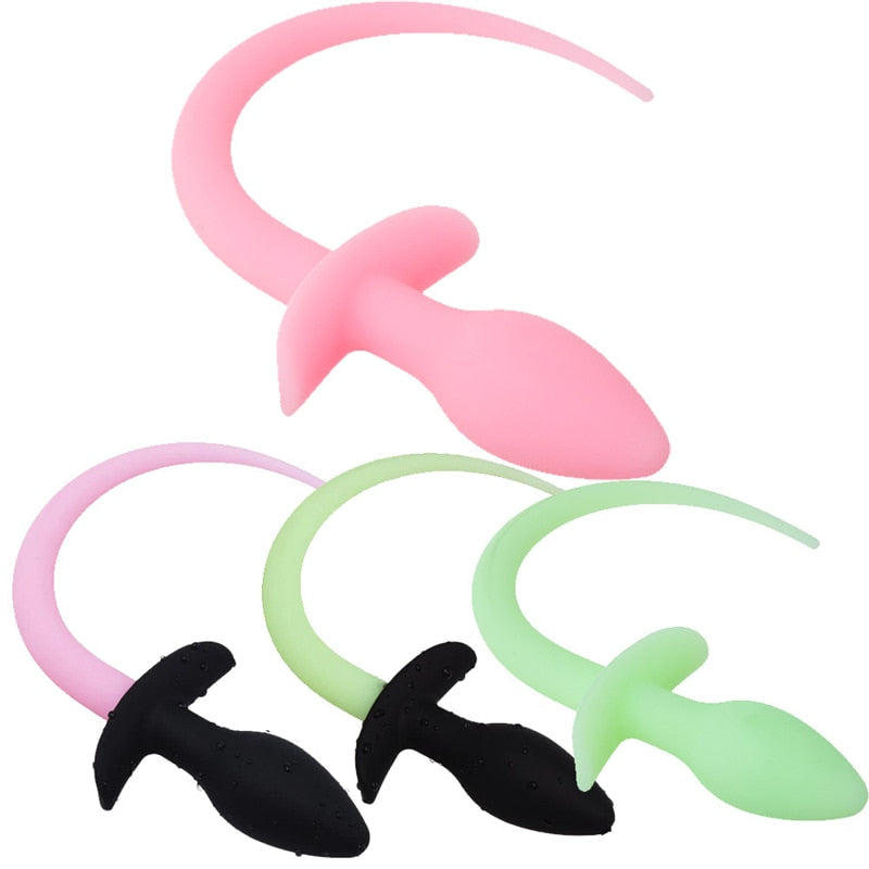Luminous Soft Silicone Dog Tail Butt Plug | dmunderwear