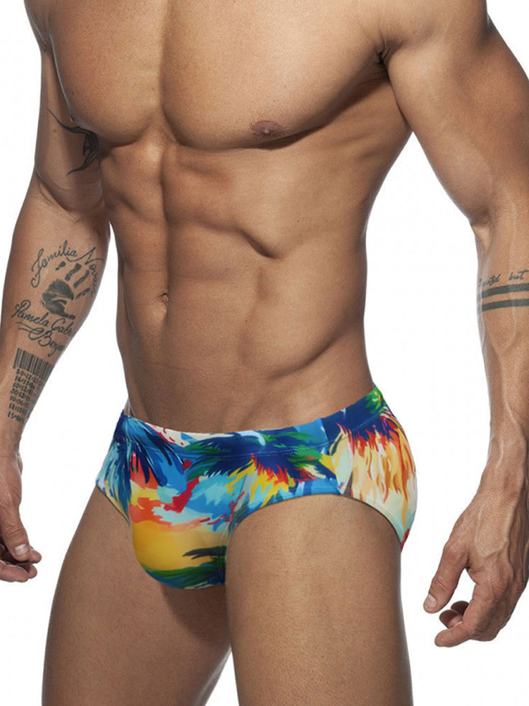 Men's 3D Pouch Ink Art Beach Swim Briefs | dmunderwear detail image 4