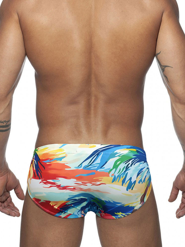 Men's 3D Pouch Ink Art Beach Swim Briefs | dmunderwear detail image 5