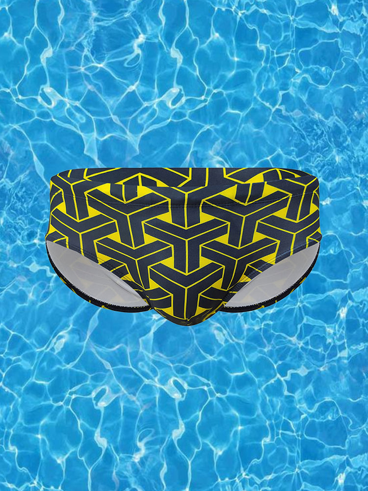 Men's 3D Pouch Printed Fitness Swim Briefs | dmunderwear