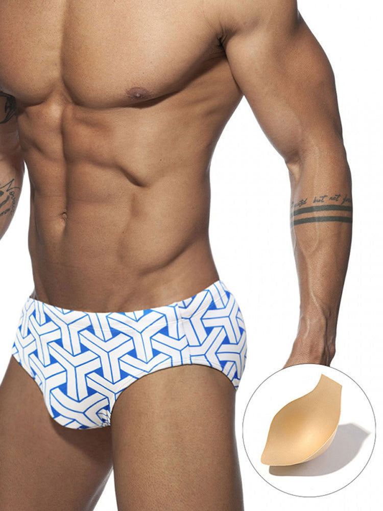 Men's 3D Pouch Printed Fitness Swim Briefs | dmunderwear detail image 2