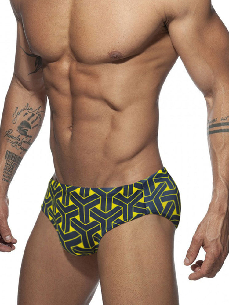 Men's 3D Pouch Printed Fitness Swim Briefs | dmunderwear detail image 4
