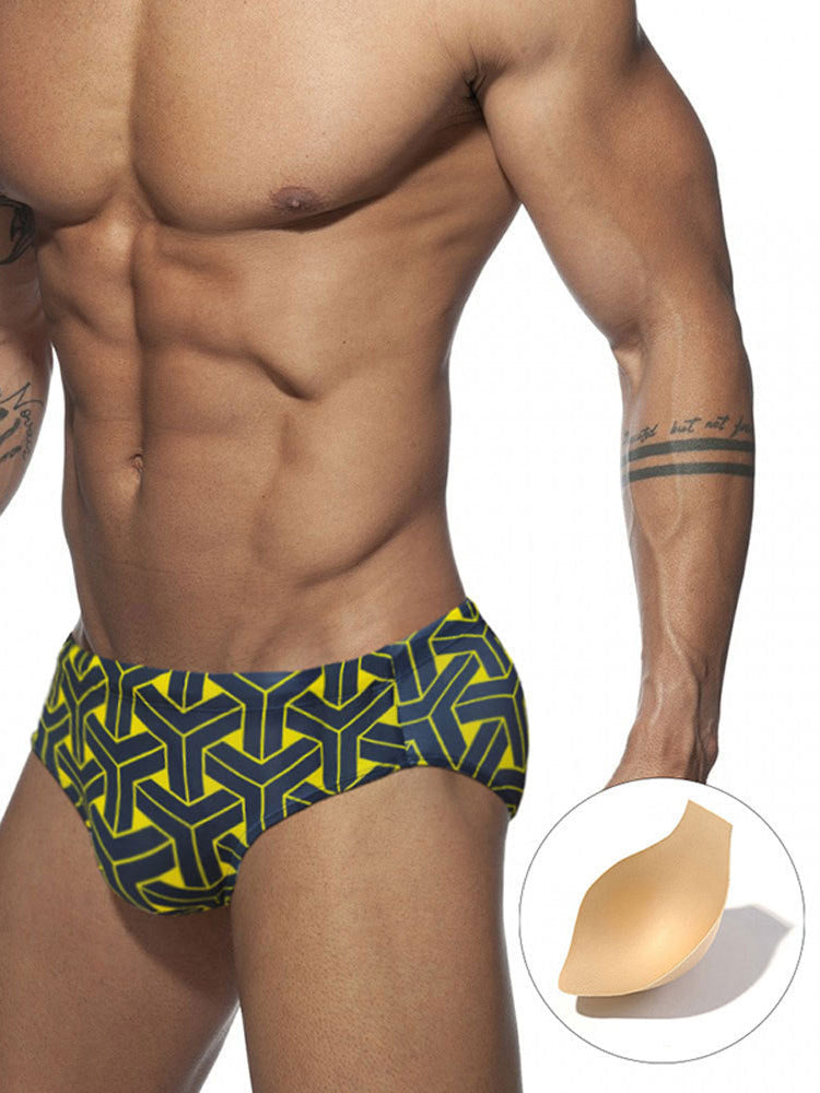 Men's 3D Pouch Printed Fitness Swim Briefs | dmunderwear detail image 7