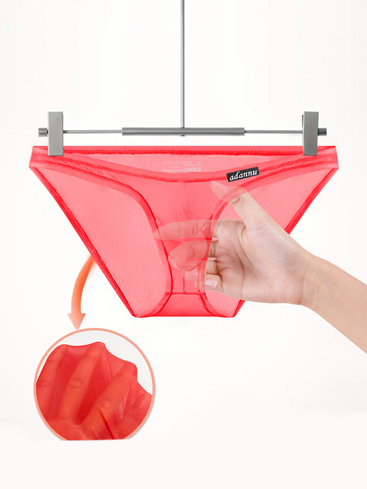 Men's Sheer Low-Rise Bikini with Contoured Pouch | dmunderwear detail image 10
